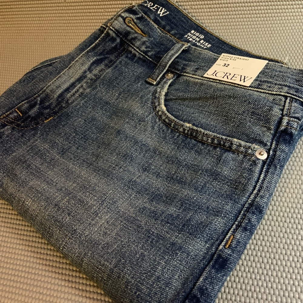 NEW! J. Crew Nipped Straight High Rise Rigid Jeans Size 32 NWT - Picture 4 of 7